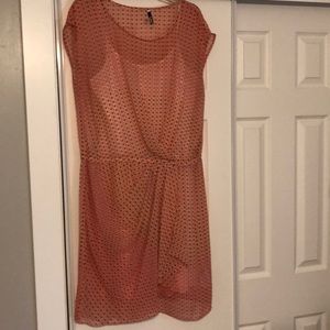 DKNYC Pink Patterned Faux Wrap Dress sz L